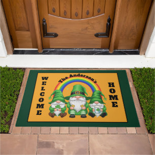 St. Patrick’s Day Gnome Trio Welcome Doormat