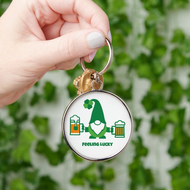 St. Patrick’s Day Gnome with Beer Mug Keychain (Hand)