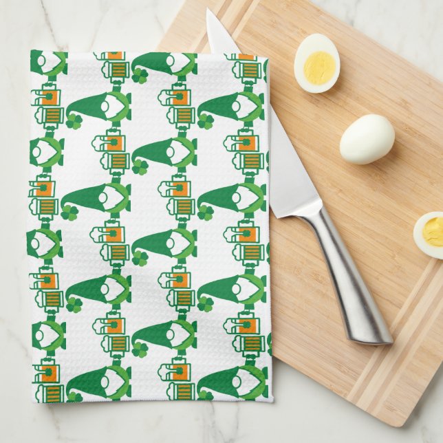 St. Patrick’s Day Gnome with Beer Mug Kitchen Towel (Quarter Fold)