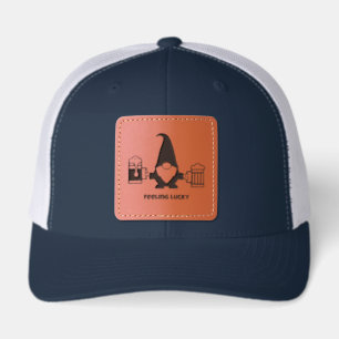 St. Patrick’s Day Gnome with Beer Mug Leather Patch Hat