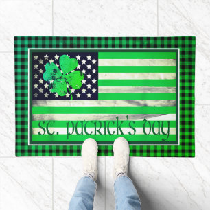 St. Patrick’s Day Green American Flag Doormat