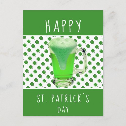 St Patricks day Green Beer Shamrock Pattern Postcard