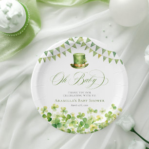 St. Patrick’s Day Green Shamrock Baby Shower Paper Plates