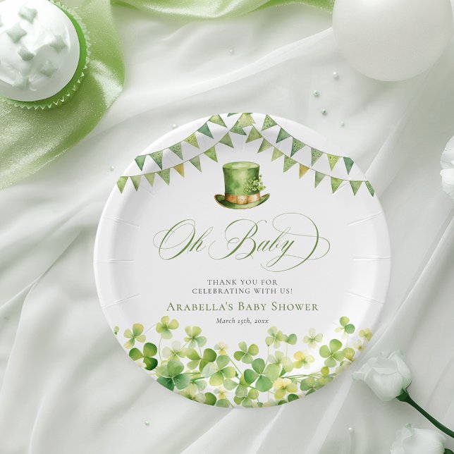 St. Patrick’s Day Green Shamrock Baby Shower Paper Plates (St. Patrick’s Day Green Shamrock Baby Shower Paper Plates)