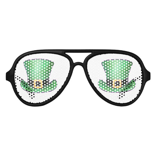 St Patrick’s Day Green Top Hat Aviator Sunglasses (Front)