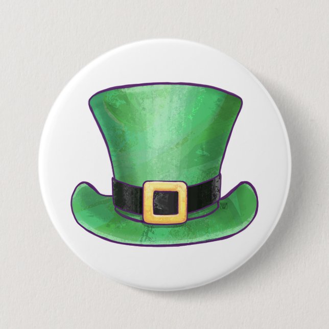 St Patrick’s Day Green Top Hat Pinback Button (Front)