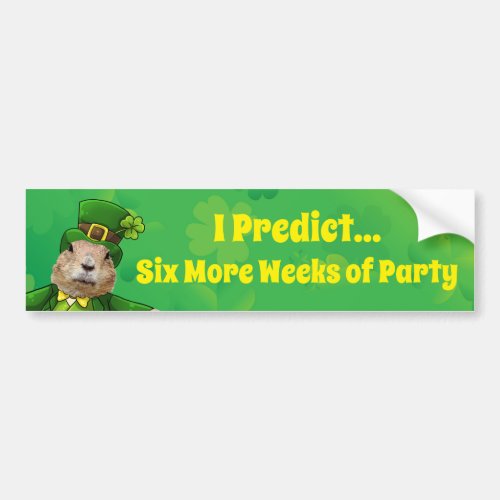 St Patricks Day Groundhog Party Animal Bumper Sticker