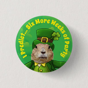 St. Patrick’s Day Groundhog Party Animal Button