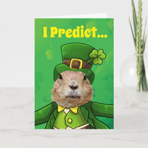 St Patricks Day Groundhog Party Animal Card