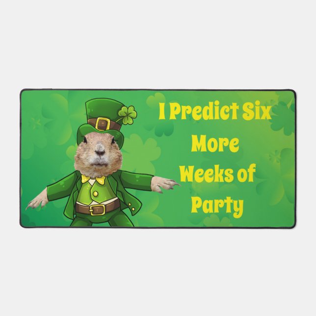 St. Patrick’s Day Groundhog Party Animal Desk Mat (Front)