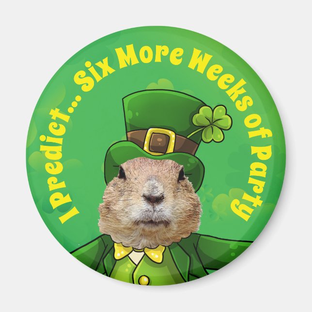 St. Patrick’s Day Groundhog Party Animal Magnet (Front)