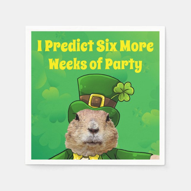 St. Patrick’s Day Groundhog Party Animal Napkins (Front)