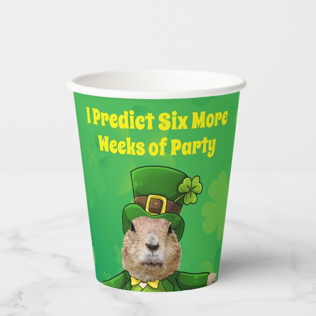 St. Patrick’s Day Groundhog Party Animal Paper Cups (Front)