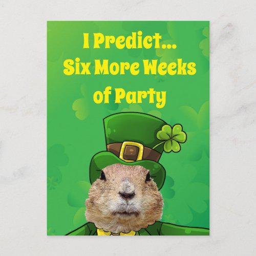 St Patricks Day Groundhog Party Animal Postcard