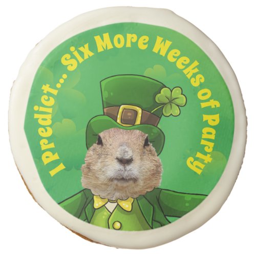 St Patricks Day Groundhog Party Animal Sugar Cookie