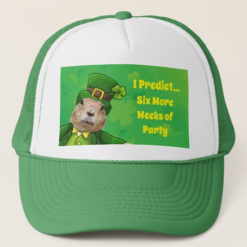 St Patricks Day Groundhog Party Animal Trucker Hat