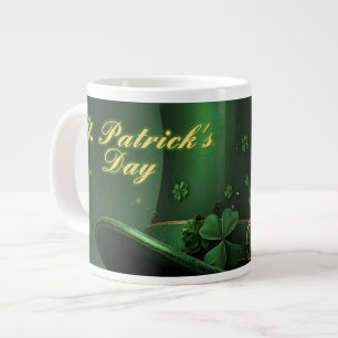 St. Patrick’s Day Hat and Shamrock Design Giant Coffee Mug
