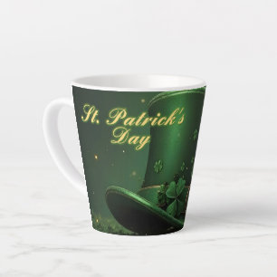 St. Patrick’s Day Hat and Shamrock Design Latte Mug