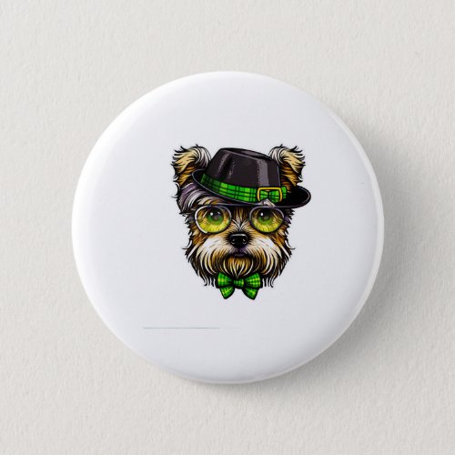 St Patrick s Day Hipster Dog Button