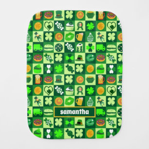 St. Patrick’s Day Icons Seamless Pattern  Baby Burp Cloth