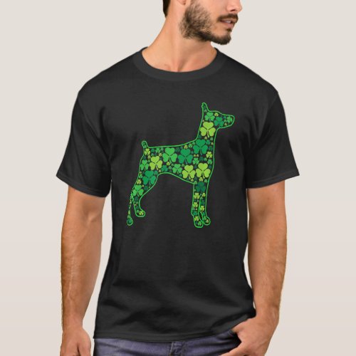 St Patrick S Day Irish Doberman Dog Puppy Shamrock T_Shirt
