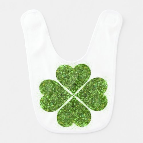 St Patricks day Irish green glittering clover Baby Bib