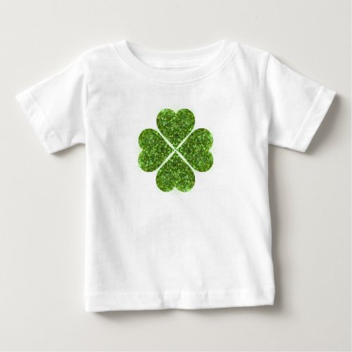 St Patricks day Irish green glittering clover Baby T_Shirt