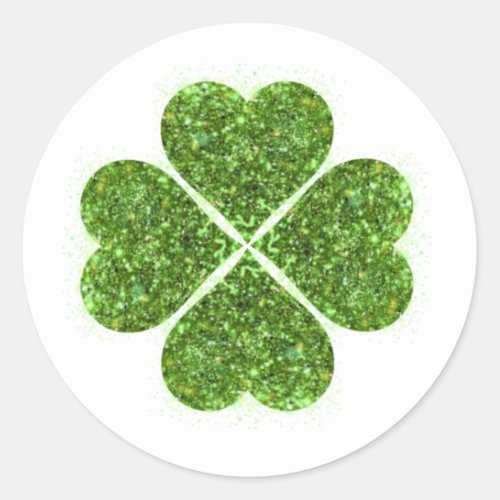 St Patricks day Irish green glittering clover Classic Round Sticker