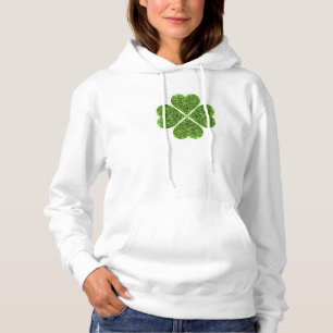 St. Patrick’s day, Irish green glittering clover Hoodie