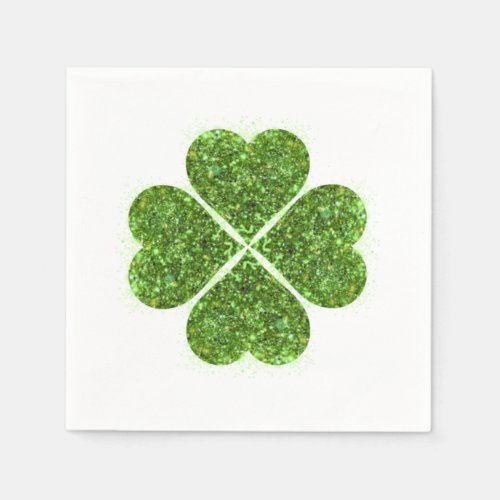 St Patricks day Irish green glittering clover Napkins