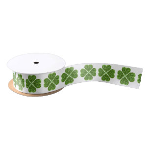 St. Patrick’s day, Irish green glittering clover Satin Ribbon
