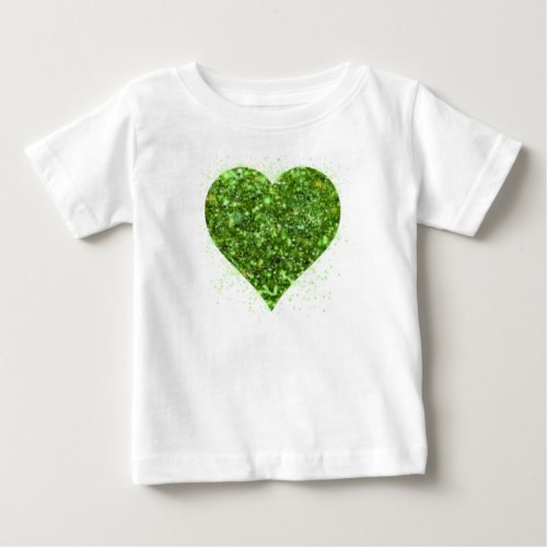St Patricks day Irish green glittering heart Baby T_Shirt