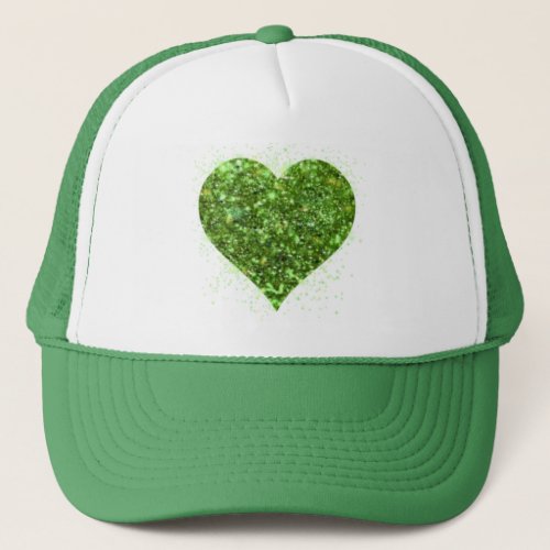St Patricks day Irish green glittering heart Trucker Hat