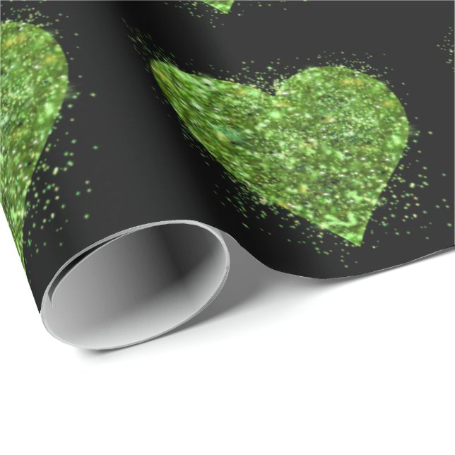 St. Patrick’s day, Irish green glittering heart Wrapping Paper (Roll Corner)