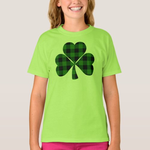 St Patricks day Irish green plaid shamrock T_Shirt