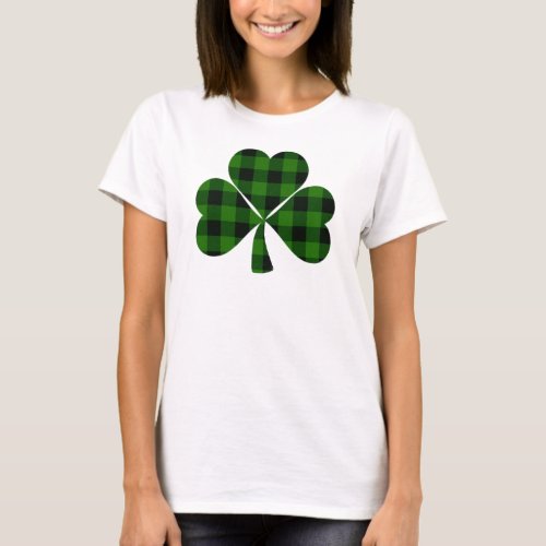 St Patricks day Irish green plaid shamrock T_Shirt