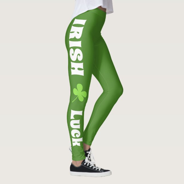 St. Patrick`s Day Irish Luck Modern Green Leggings (Right)