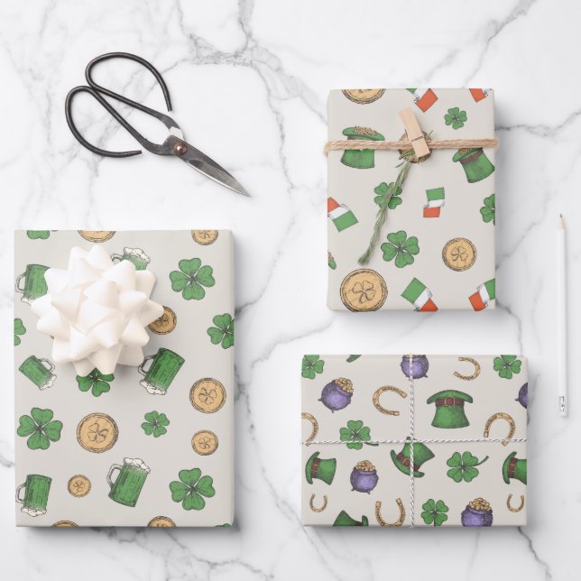St. Patrick’s Day Irish Wrapping Paper Set of 3 (Front)