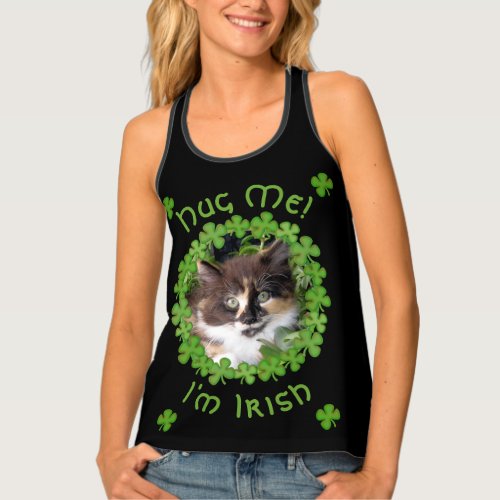 St Patricks Day Kitten Hug Tank Top