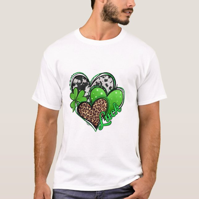 St Patrick s Day Leopard Hear T-Shirt (Front)