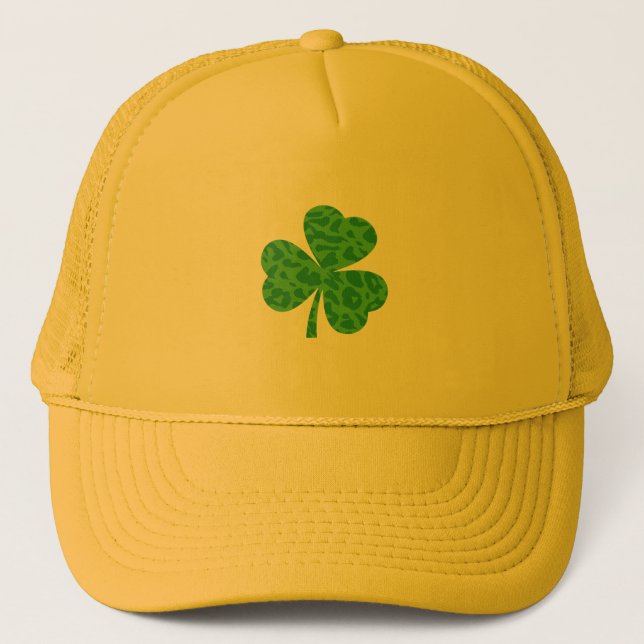 St. Patrick’s Day Leopard Shamrock Trucker Hat (Front)