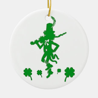 St. Patrick’s Day Leprechaun Shamrock Clover Ornam Ceramic Ornament