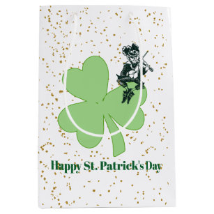 St. Patrick’s Day Leprechaun & Shamrock Medium Gift Bag