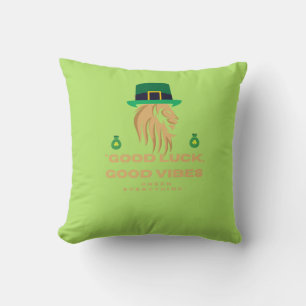 St. Patrick’s Day Lion King - Good Luck Good Vibes Throw Pillow