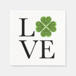 St. Patrick’s day  - Love | green glitter shamrock Napkins