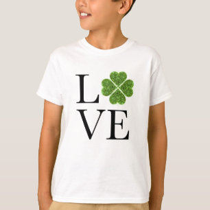 St. Patrick’s day Love green glitter shamrock T-Shirt