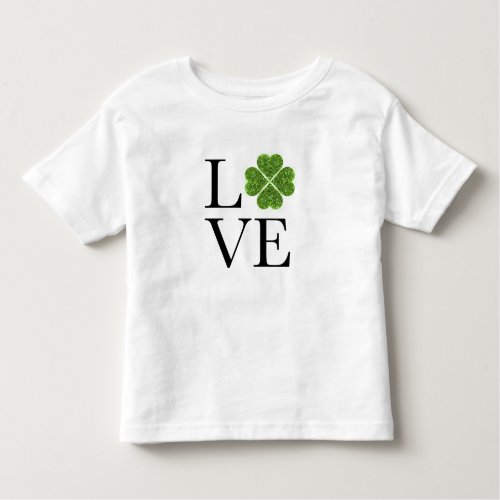 St Patricks day  Love  green glitter shamrock Toddler T_shirt