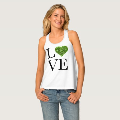 St Patricks day  Love  green glittering heart Tank Top