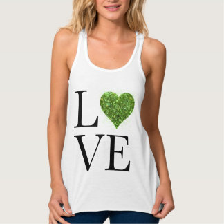 St. Patrick’s day | Love | green glittering heart Tank Top