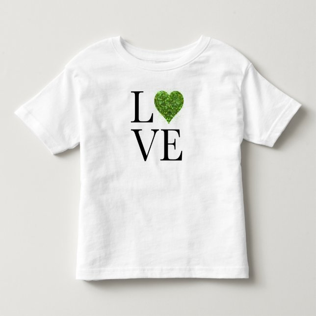 St. Patrick’s day | Love | green glittering heart Toddler T-shirt (Front)